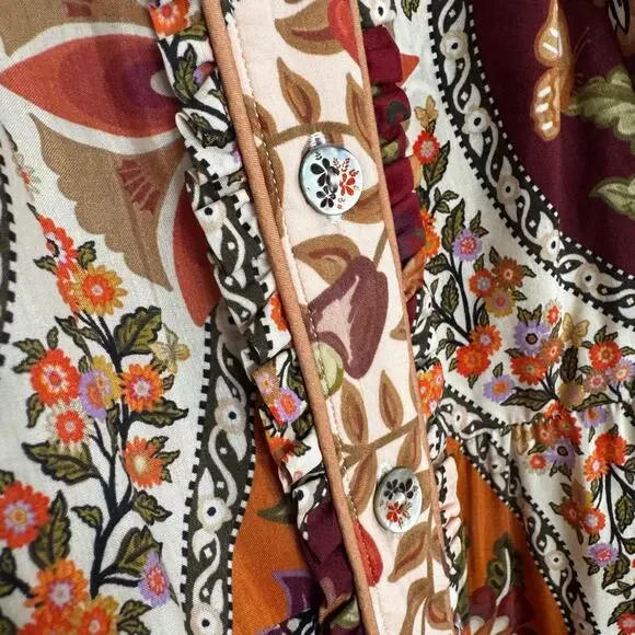 Farm Rio Romantic Nature Multicolor Off-The-Shoulder Ruffle Midi Dress - Picture 5 of 9